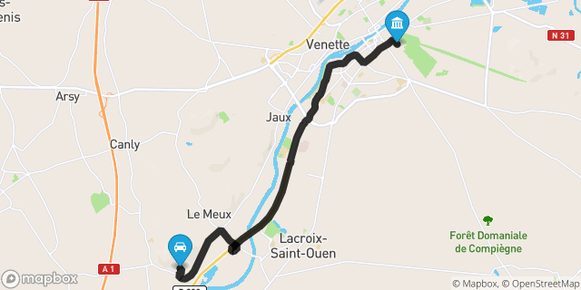 Itinéraire vers Compiègne