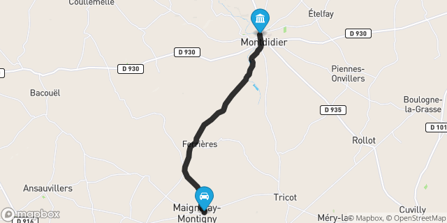 Itinéraire vers Montdidier
