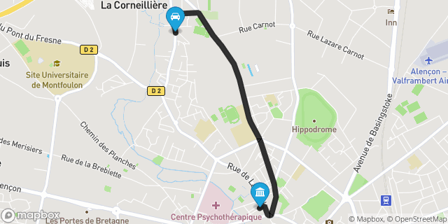 Itinéraire vers Alençon