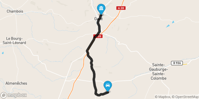 Itinéraire vers Gacé