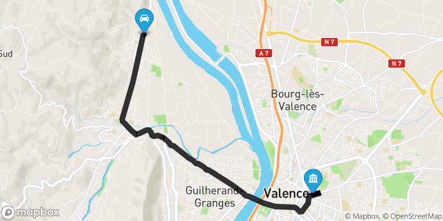 Itinéraire vers Valence