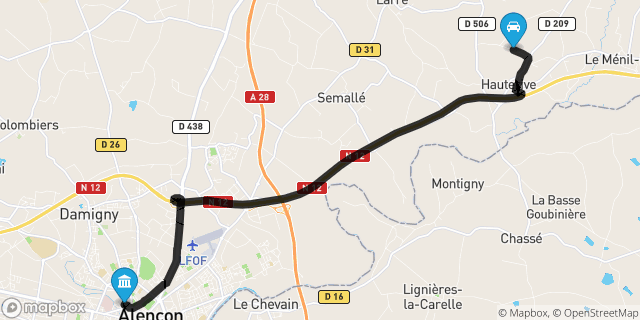 Itinéraire vers Alençon