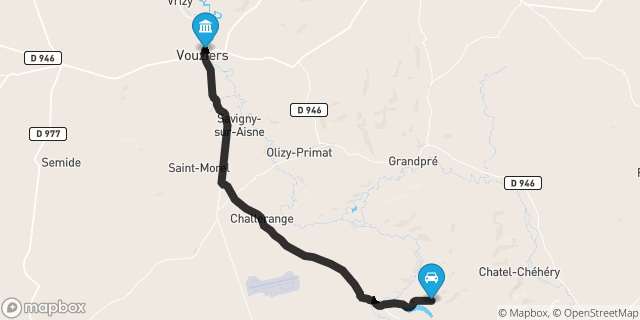 Itinéraire vers Vouziers