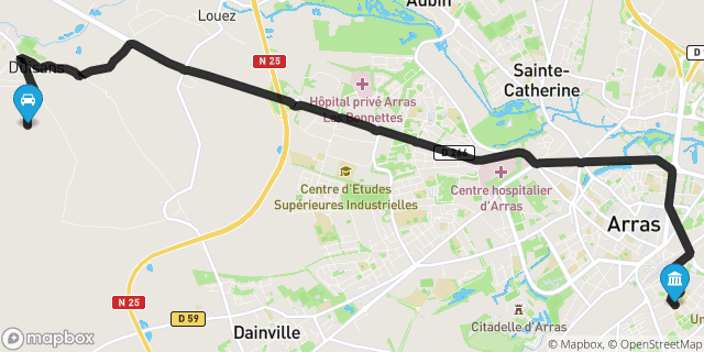 Itinéraire vers Arras
