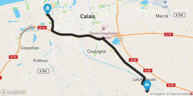 Itinéraire vers Calais