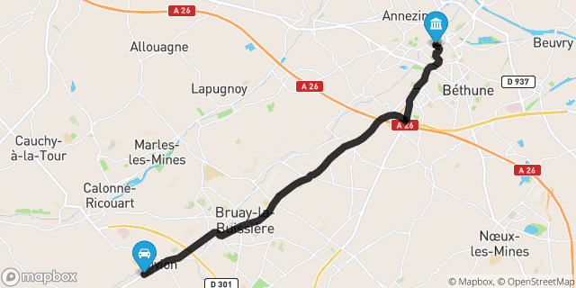 Itinéraire vers Béthune