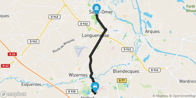 Itinéraire vers Saint-Omer