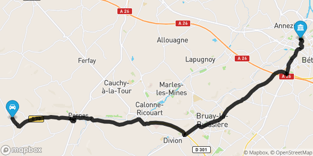 Itinéraire vers Béthune
