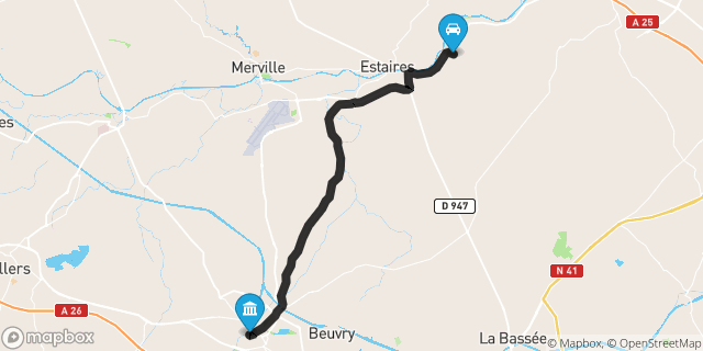 Itinéraire vers Béthune