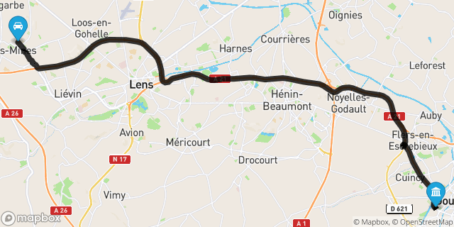 Itinéraire vers Douai
