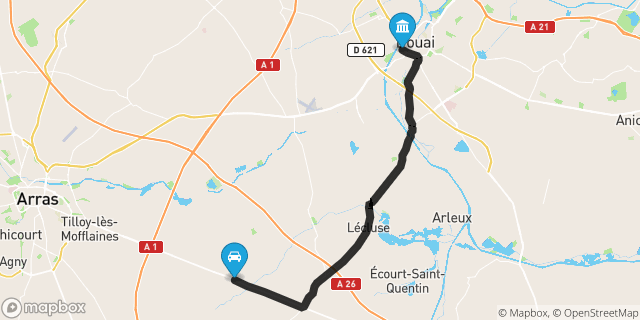 Itinéraire vers Douai