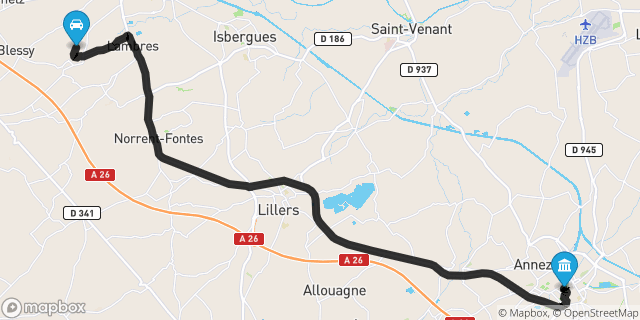 Itinéraire vers Béthune