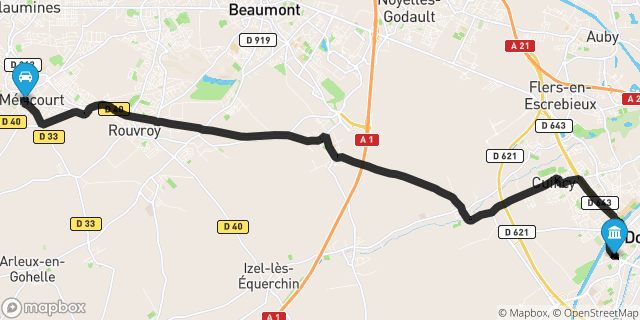 Itinéraire vers Douai