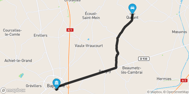 Itinéraire vers Bapaume