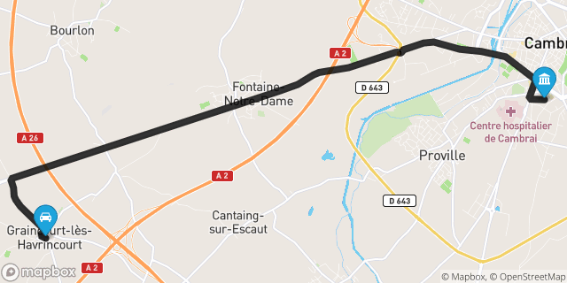 Itinéraire vers Cambrai