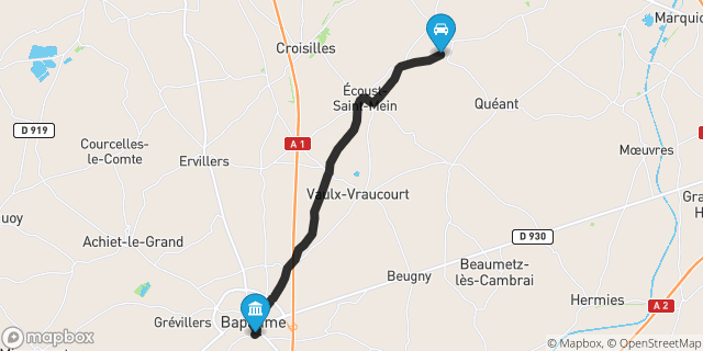 Itinéraire vers Bapaume
