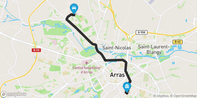 Itinéraire vers Arras