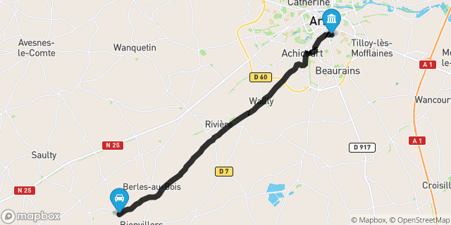 Itinéraire vers Arras