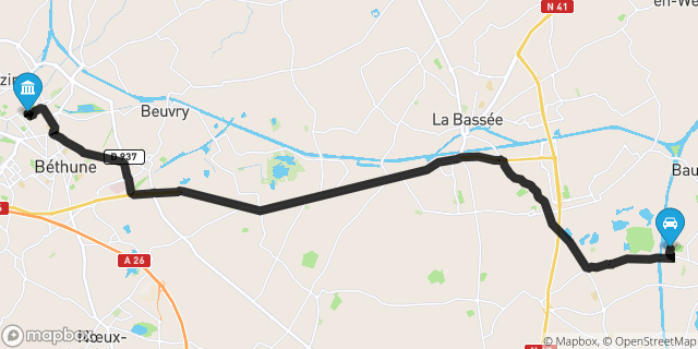 Itinéraire vers Béthune