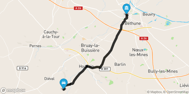 Itinéraire vers Béthune