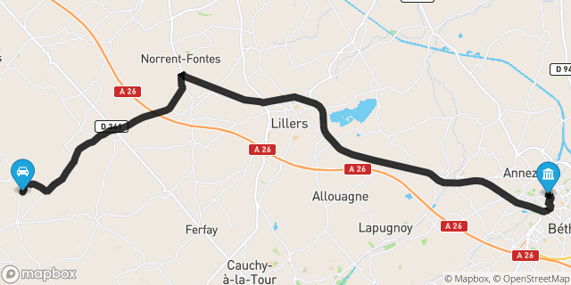 Itinéraire vers Béthune