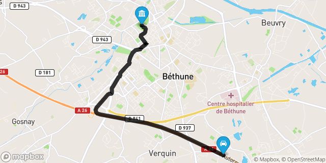 Itinéraire vers Béthune