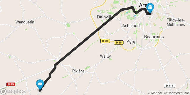 Itinéraire vers Arras