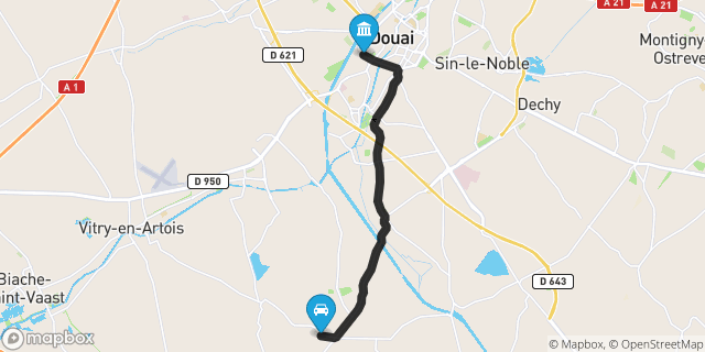 Itinéraire vers Douai