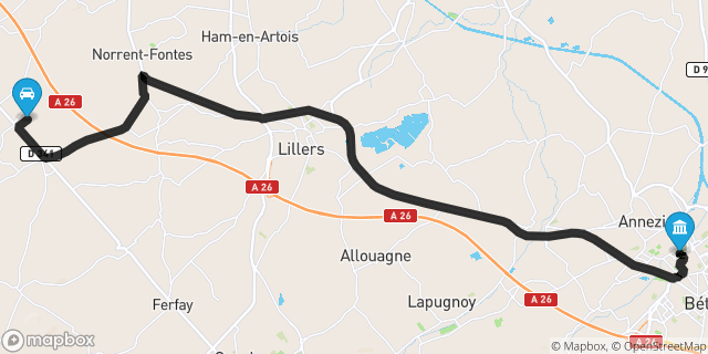 Itinéraire vers Béthune