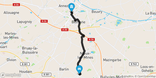 Itinéraire vers Béthune