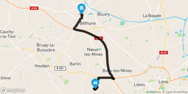 Itinéraire vers Béthune
