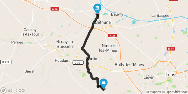 Itinéraire vers Béthune
