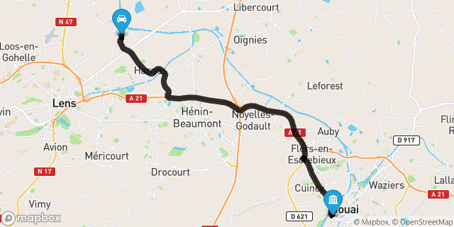 Itinéraire vers Douai