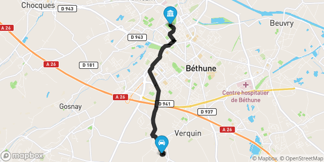 Itinéraire vers Béthune