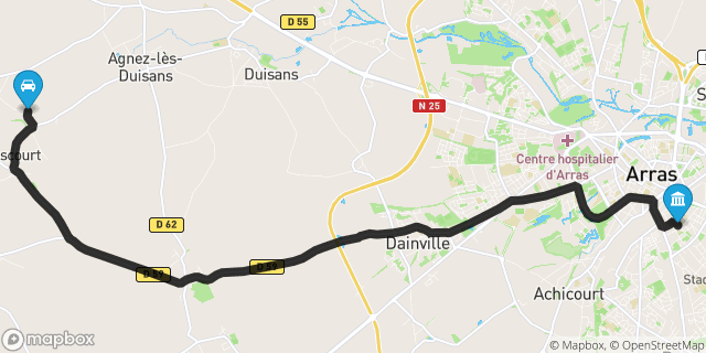 Itinéraire vers Arras