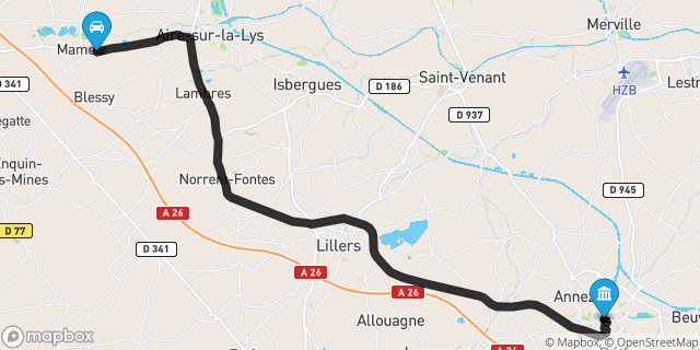 Itinéraire vers Béthune