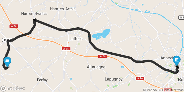 Itinéraire vers Béthune