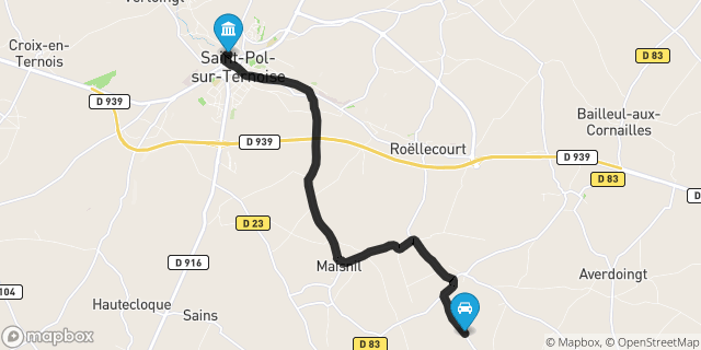 Itinéraire vers Saint-Pol-sur-Ternoise