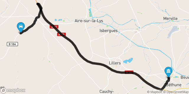 Itinéraire vers Béthune