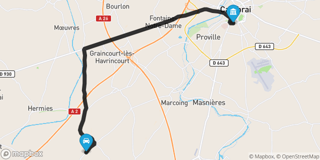 Itinéraire vers Cambrai