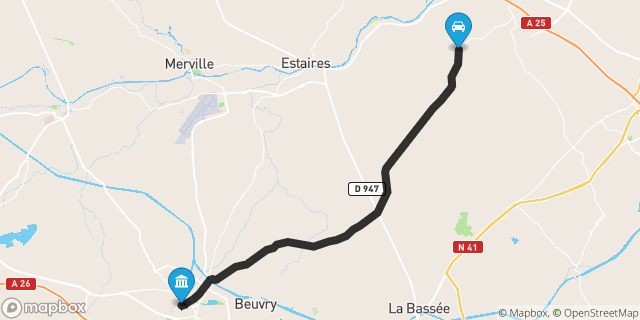 Itinéraire vers Béthune