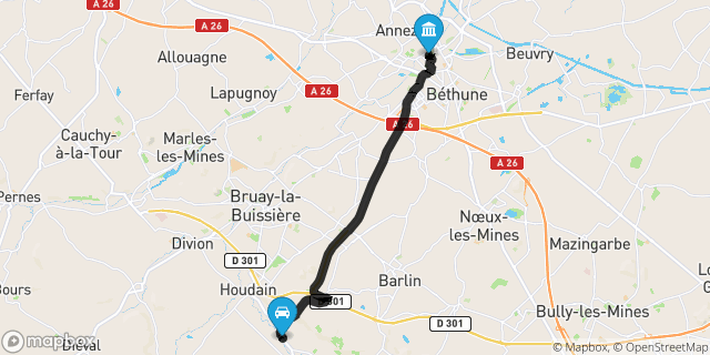 Itinéraire vers Béthune