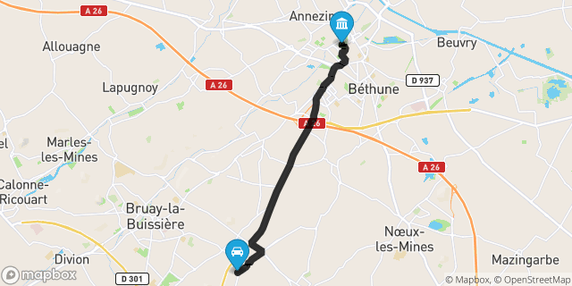 Itinéraire vers Béthune