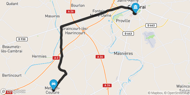 Itinéraire vers Cambrai