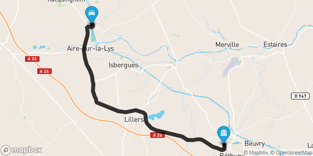 Itinéraire vers Béthune