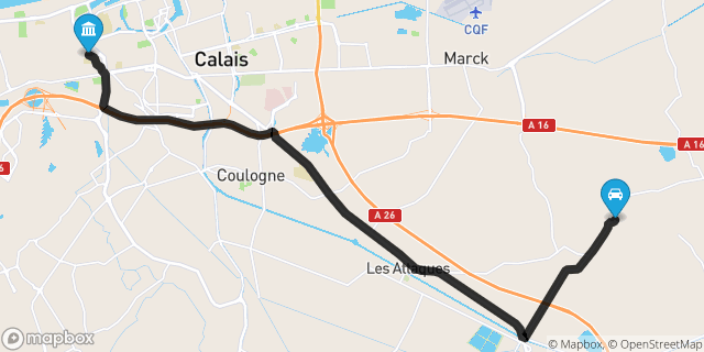 Itinéraire vers Calais