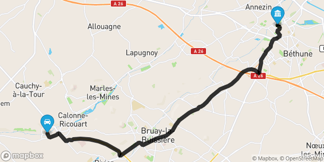 Itinéraire vers Béthune