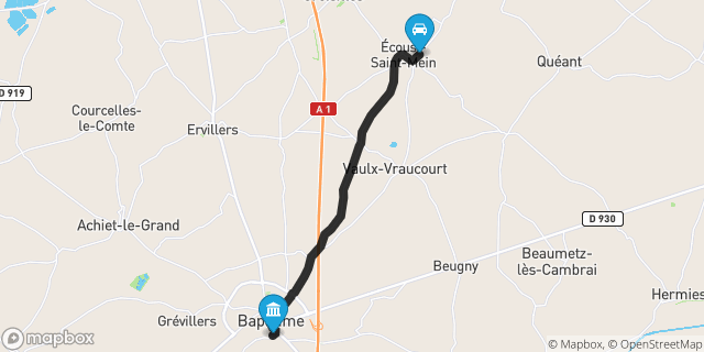 Itinéraire vers Bapaume