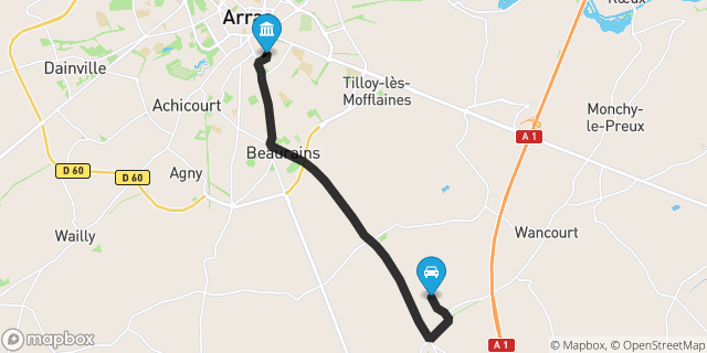 Itinéraire vers Arras