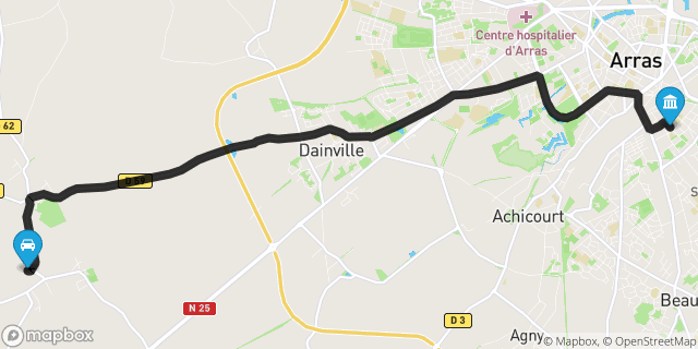 Itinéraire vers Arras